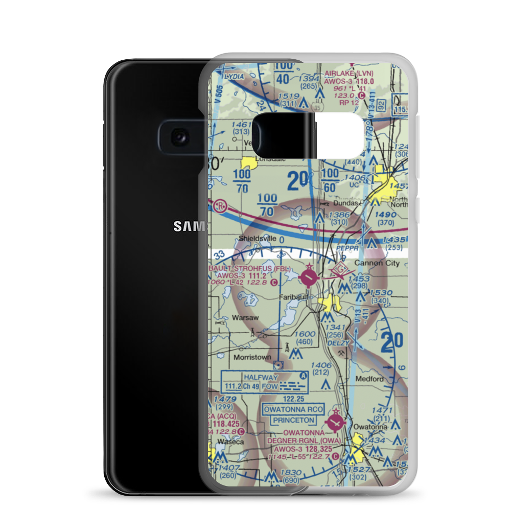 Faribault Municipal Airport-Liz Wall Strohfus Field (FBL) VFR Sectional Samsung Case Samsung Galaxy S10e model shown