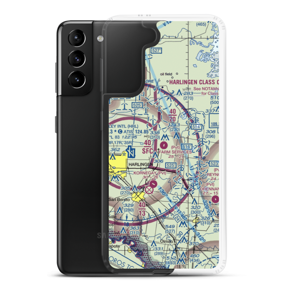 Farm Services Inc Airport (XS64) VFR Sectional Samsung Case Samsung Galaxy S21 Plus model shown