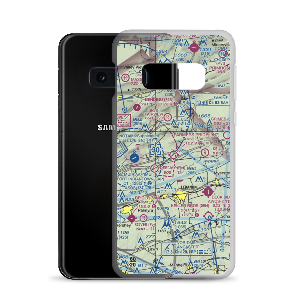 Farmers Pride Airport (9N7) VFR Sectional Samsung Case Samsung Galaxy S10e model shown