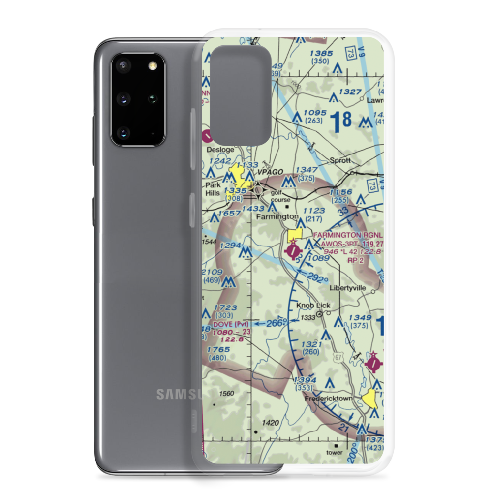 Farmington Regional Airport (FAM) VFR Sectional Samsung Case Samsung Galaxy S20 Plus model shown