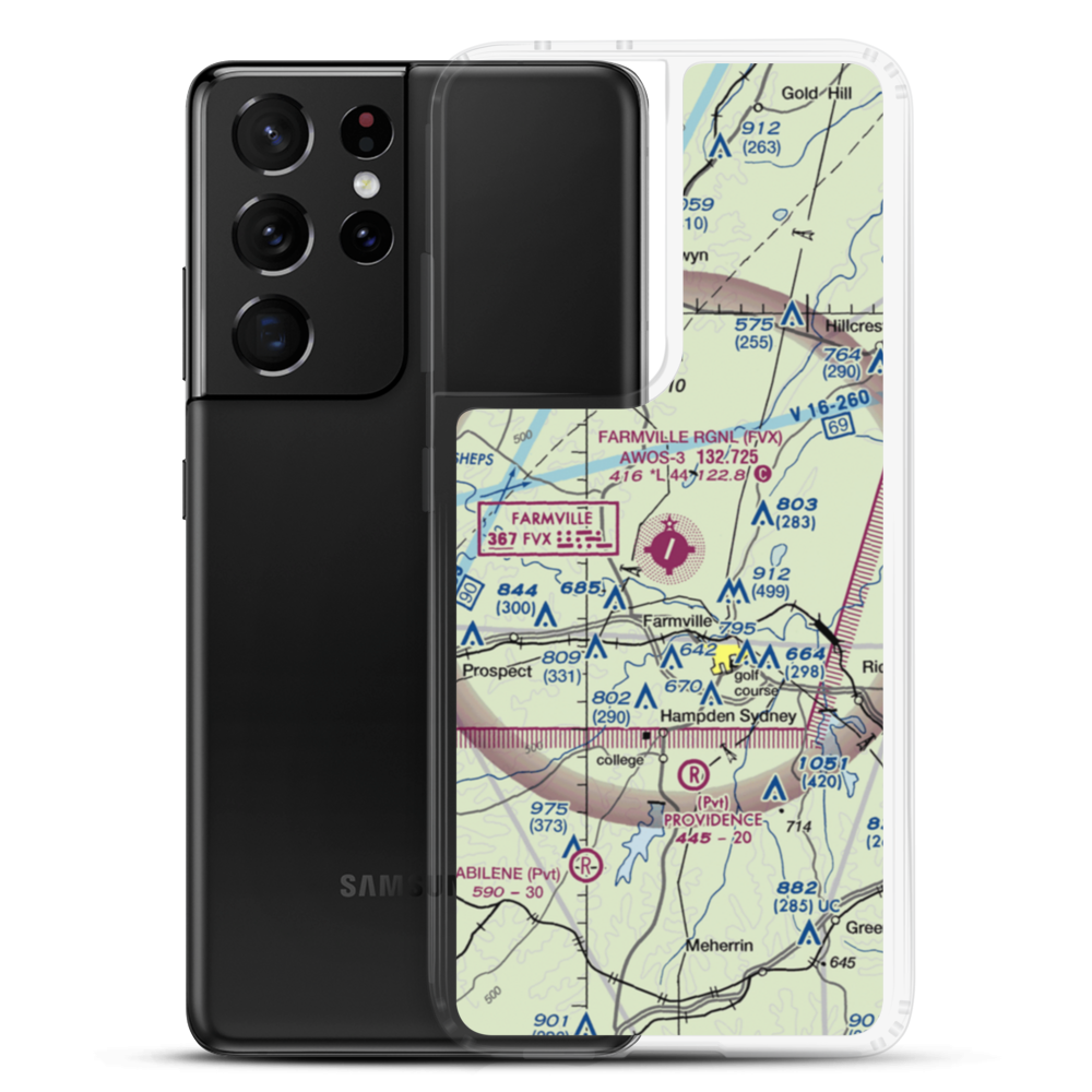Farmville Regional Airport (FVX) VFR Sectional Samsung Case Samsung Galaxy S21 Ultra model shown