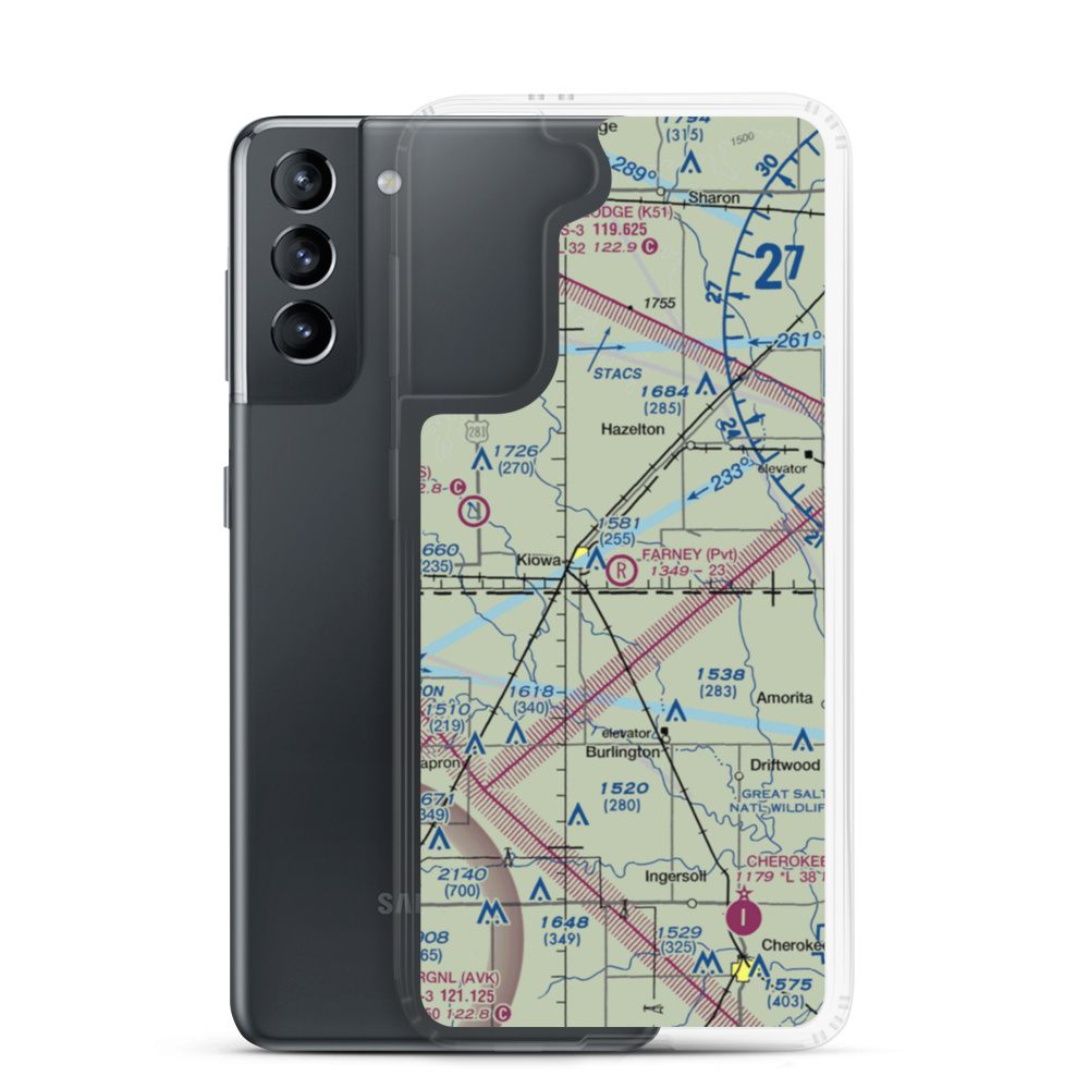 Farney Field Airport (42KS) VFR Sectional Samsung Case Samsung Galaxy S21 model shown