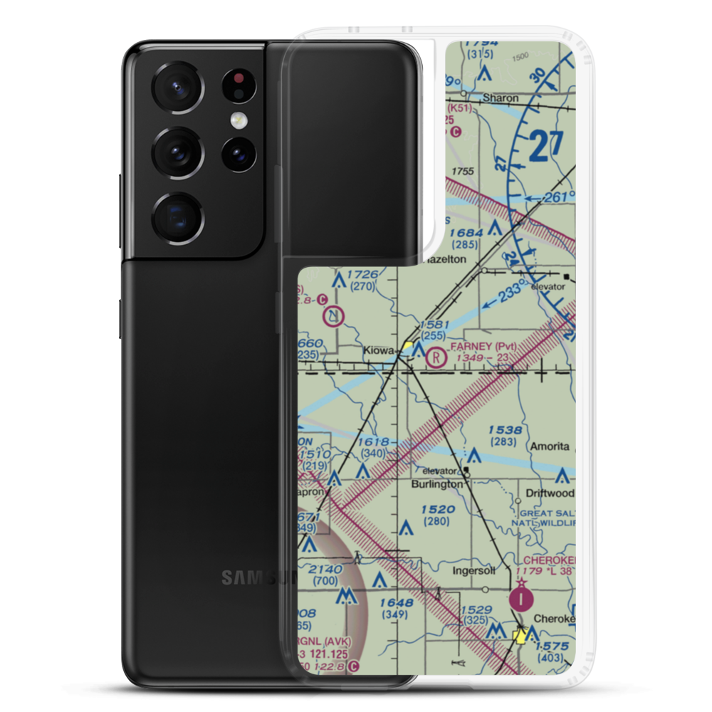 Farney Field Airport (42KS) VFR Sectional Samsung Case Samsung Galaxy S21 Ultra model shown