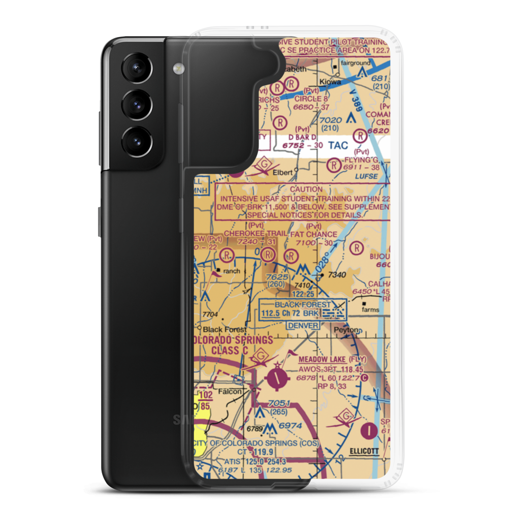 Fat Chance Airport (36CO) VFR Sectional Samsung Case Samsung Galaxy S21 Plus model shown