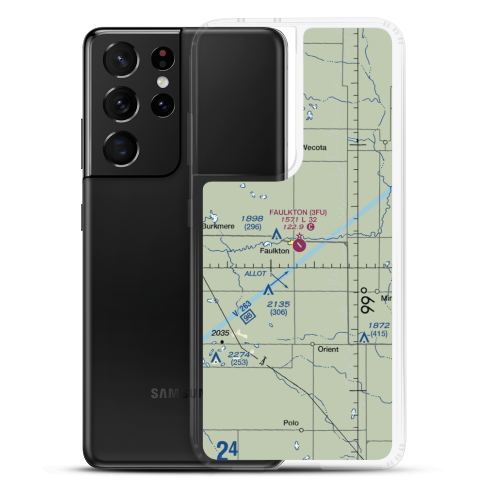 Faulkton Municipal Airport (3FU) VFR Sectional Samsung Case Samsung Galaxy S21 Ultra model shown