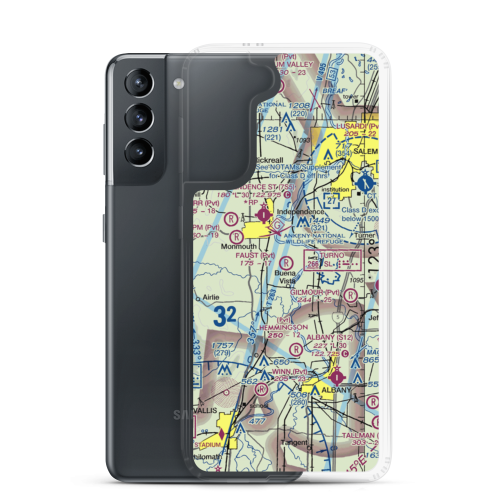 Faust Field Airport (OR77) VFR Sectional Samsung Case Samsung Galaxy S21 model shown