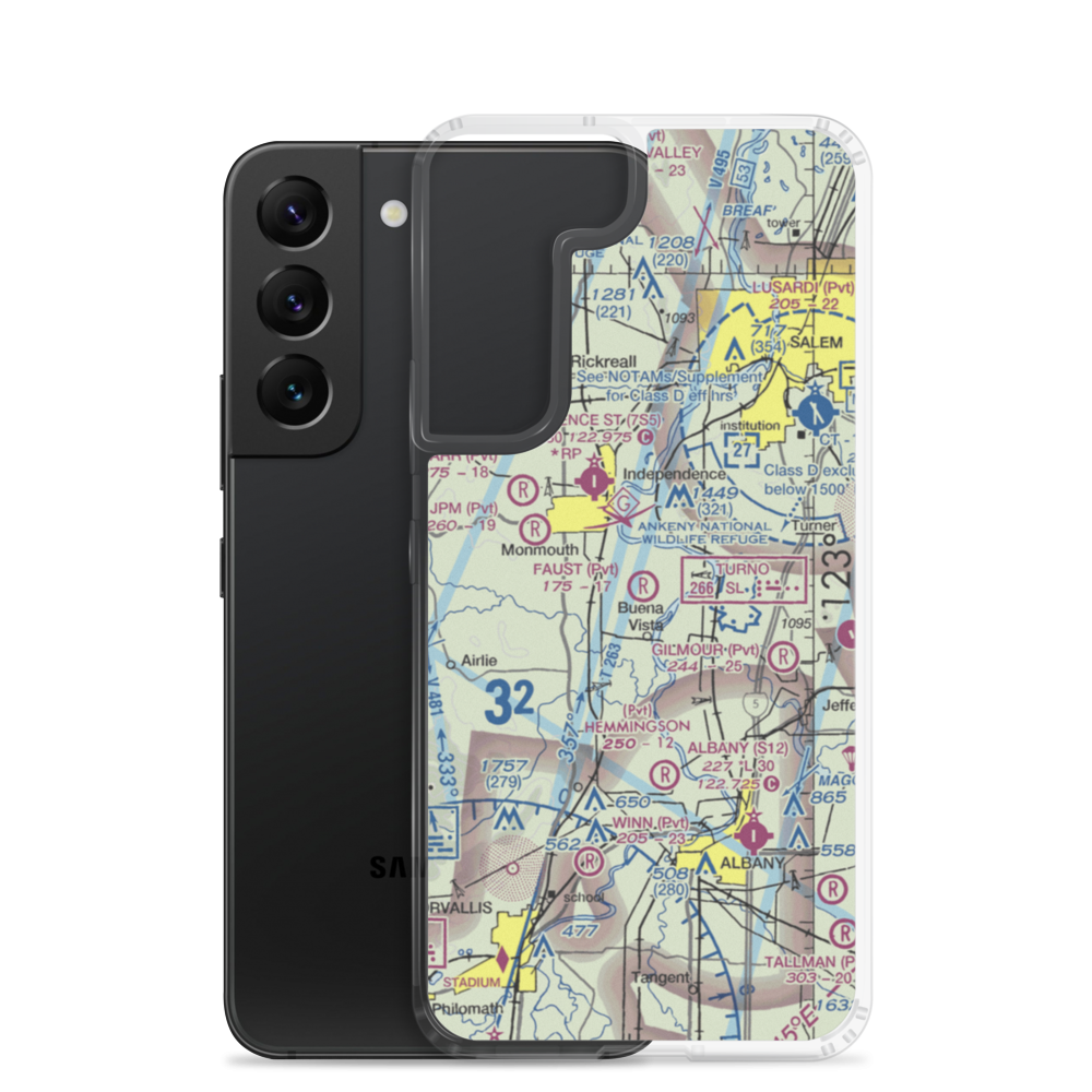 Faust Field Airport (OR77) VFR Sectional Samsung Case Samsung Galaxy S22 model shown