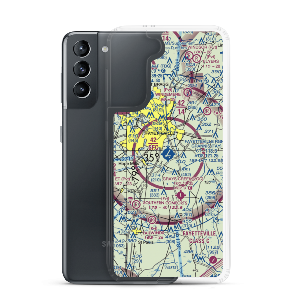 Fayetteville Regional Grannis Field (FAY) VFR Sectional Samsung Case Samsung Galaxy S21 model shown