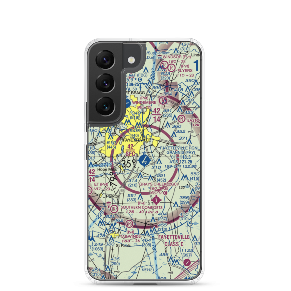 Fayetteville Regional Grannis Field (FAY) VFR Sectional Samsung Case Samsung Galaxy S22 model shown