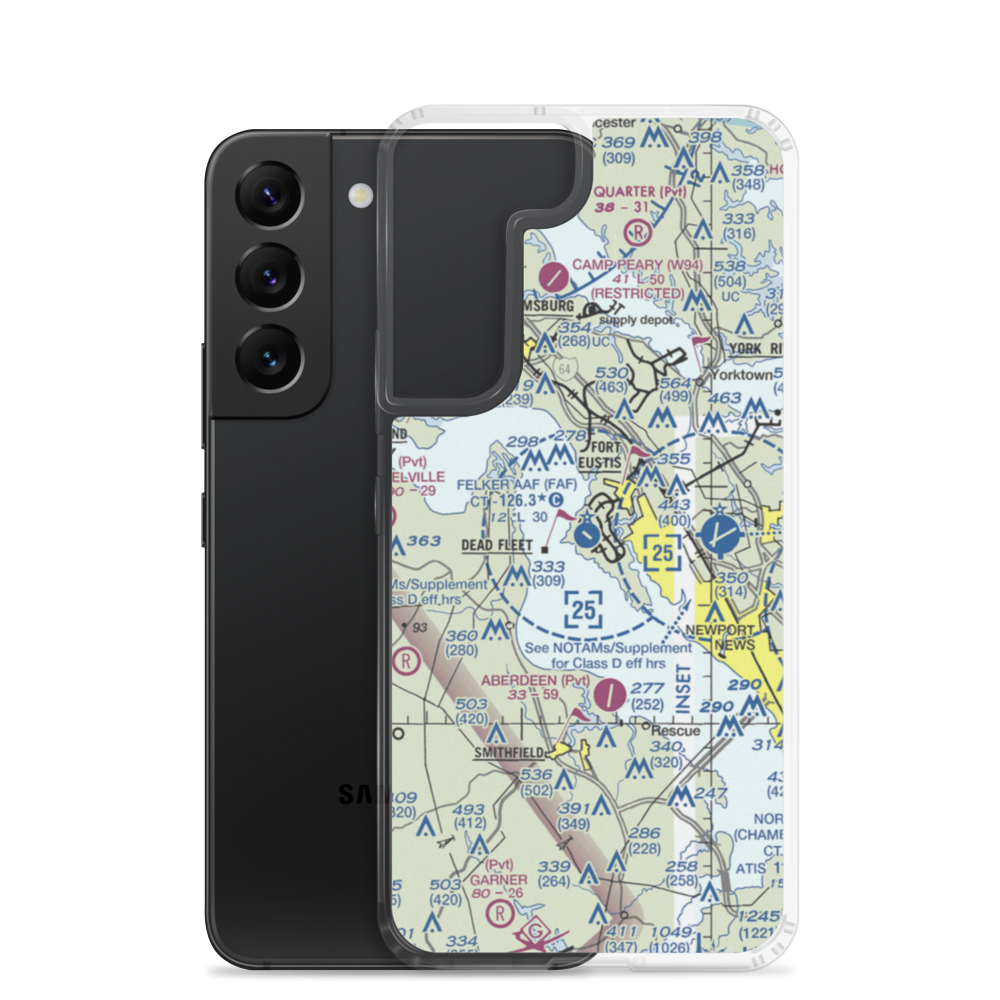Felker Army Air Field (FAF) VFR Sectional Samsung Case Samsung Galaxy S22 model shown