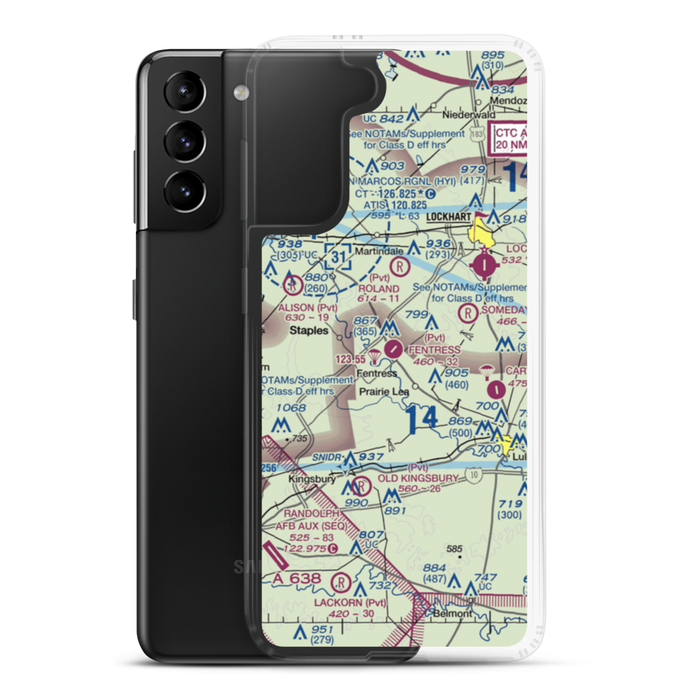 Fentress Airpark (XS90) VFR Sectional Samsung Case Samsung Galaxy S21 Plus model shown