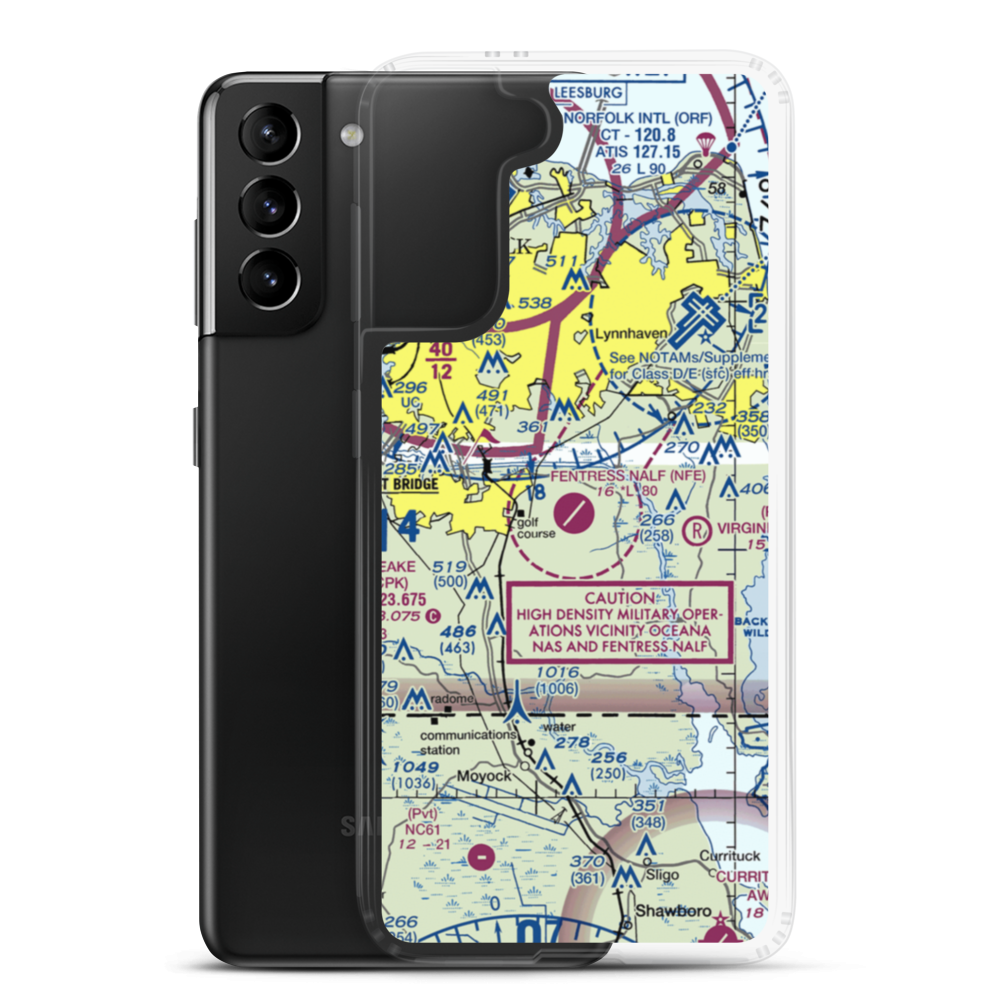 Fentress Naval Auxiliary Landing Field (NFE) VFR Sectional Samsung Case Samsung Galaxy S21 Plus model shown