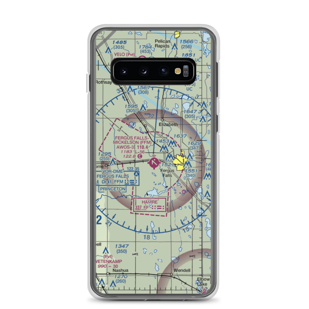 Fergus Falls Municipal Airport - Einar Mickelson Field (FFM) VFR Sectional Samsung Case Samsung Galaxy S10 model shown