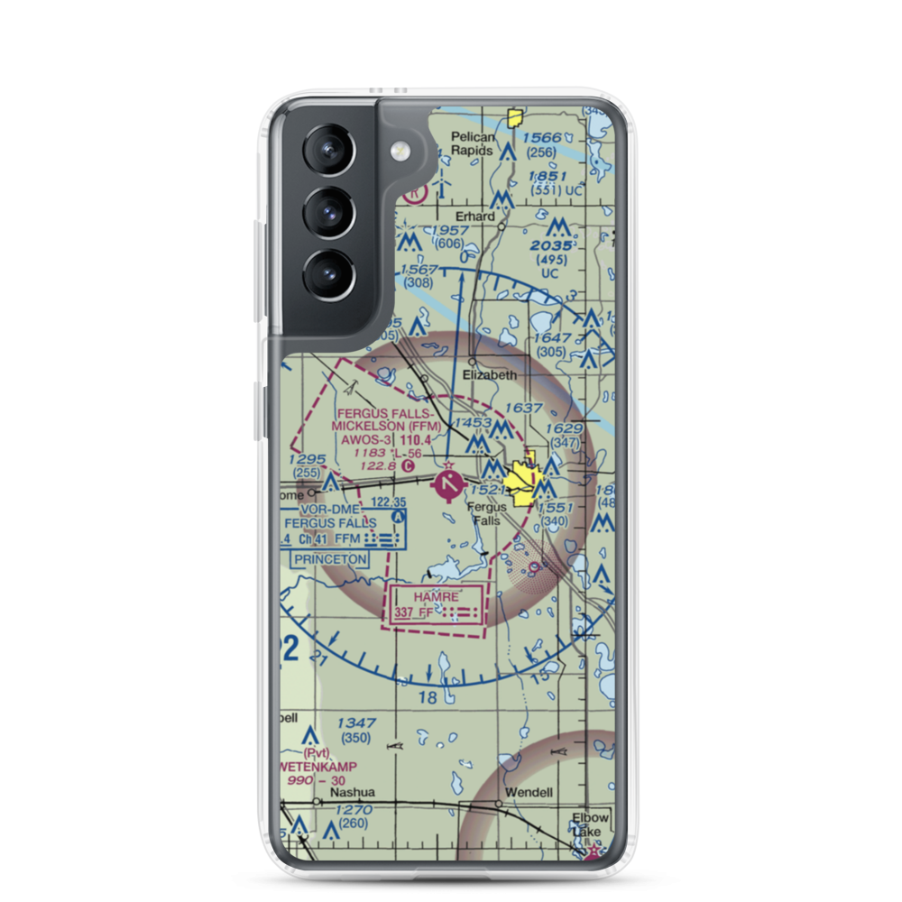 Fergus Falls Municipal Airport - Einar Mickelson Field (FFM) VFR Sectional Samsung Case Samsung Galaxy S21 model shown