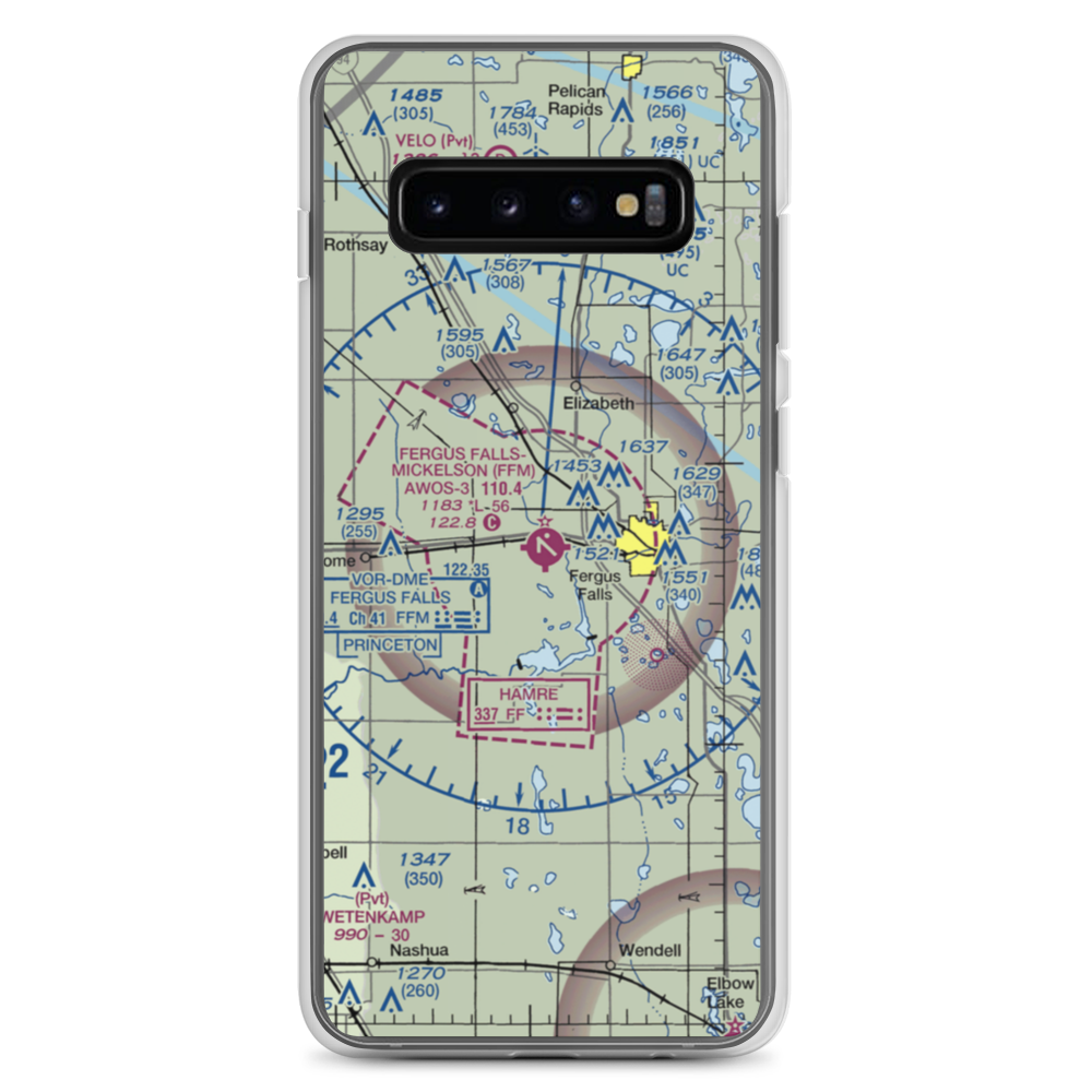 Fergus Falls Municipal Airport - Einar Mickelson Field (FFM) VFR Sectional Samsung Case Samsung Galaxy S10+ model shown