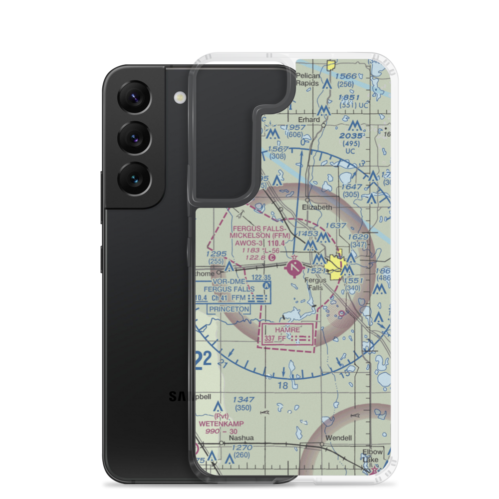 Fergus Falls Municipal Airport - Einar Mickelson Field (FFM) VFR Sectional Samsung Case Samsung Galaxy S22 model shown