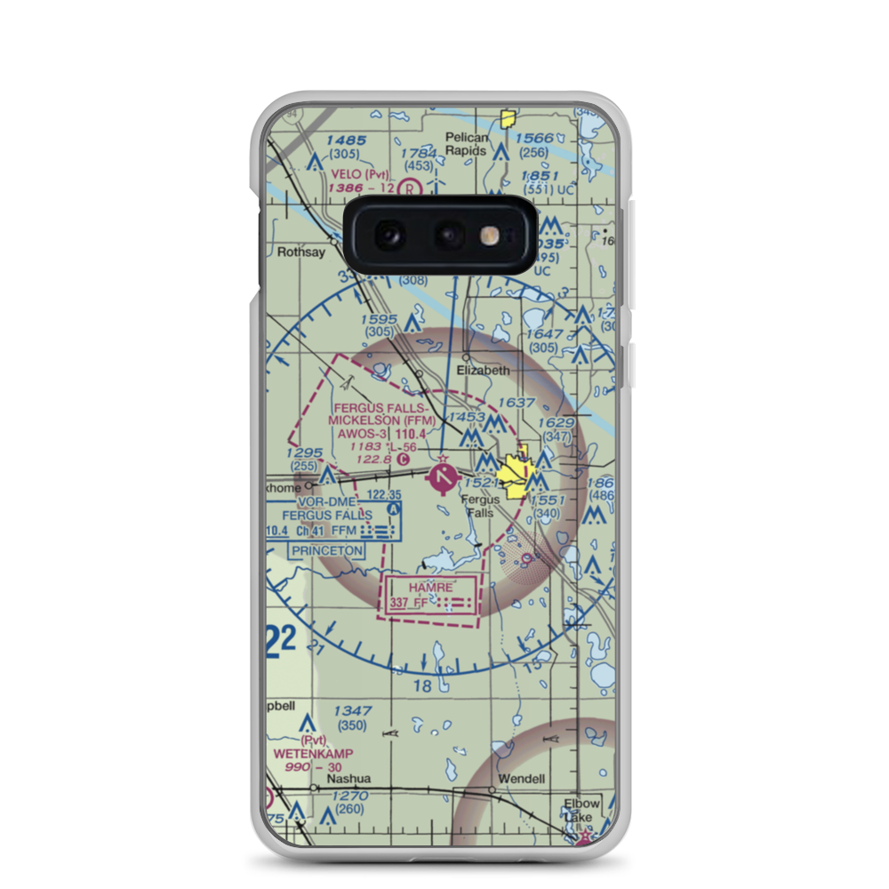 Fergus Falls Municipal Airport - Einar Mickelson Field (FFM) VFR Sectional Samsung Case Samsung Galaxy S10e model shown