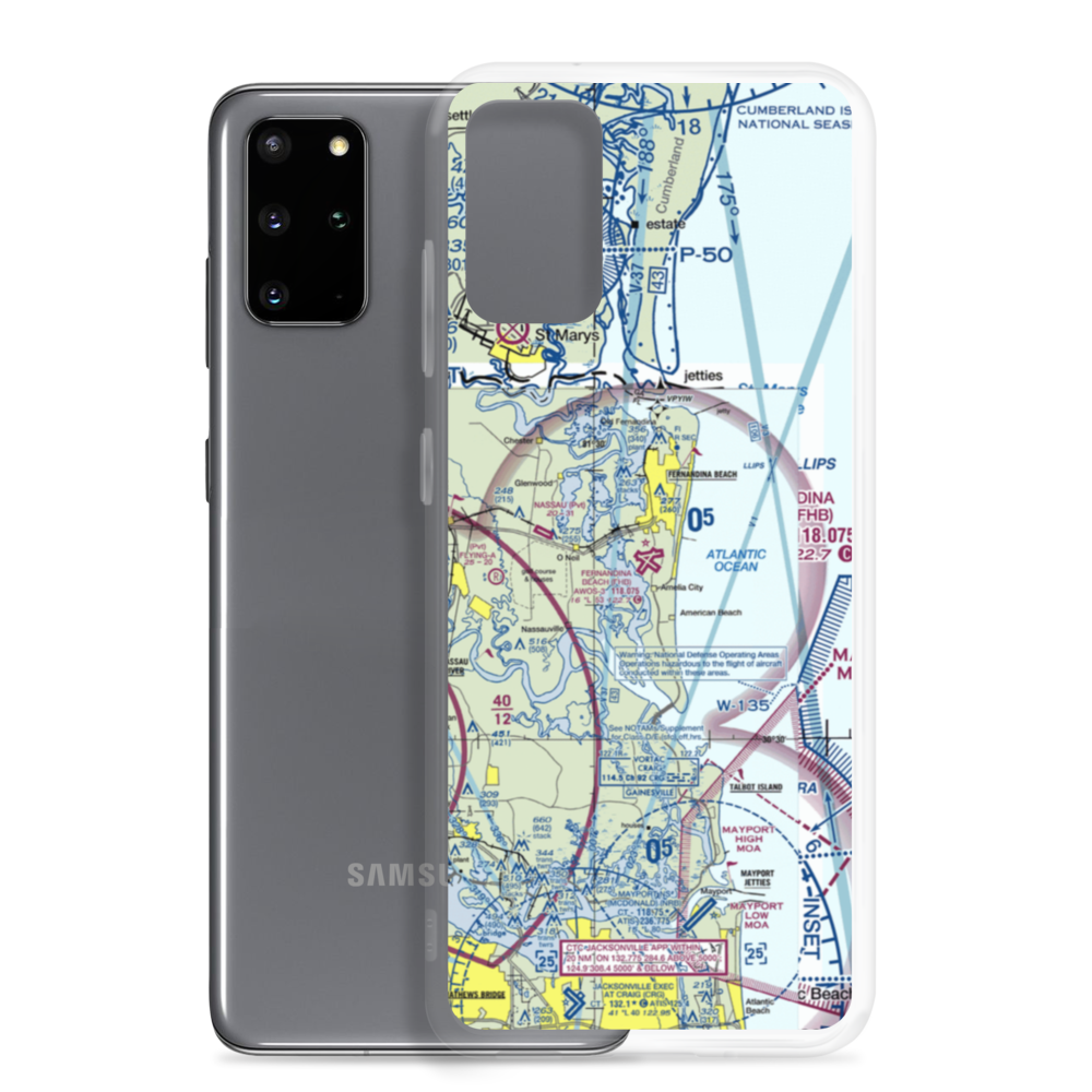 Fernandina Beach Muni Airport (FHB) VFR Sectional Samsung Case Samsung Galaxy S20 Plus model shown