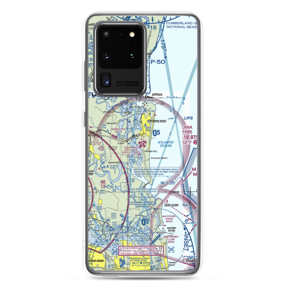 Fernandina Beach Muni Airport (FHB) VFR Sectional Samsung Case Samsung Galaxy S20 Ultra model shown