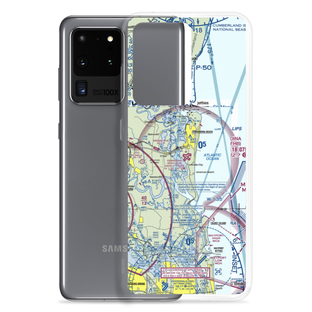 Fernandina Beach Muni Airport (FHB) VFR Sectional Samsung Case Samsung Galaxy S20 Ultra model shown