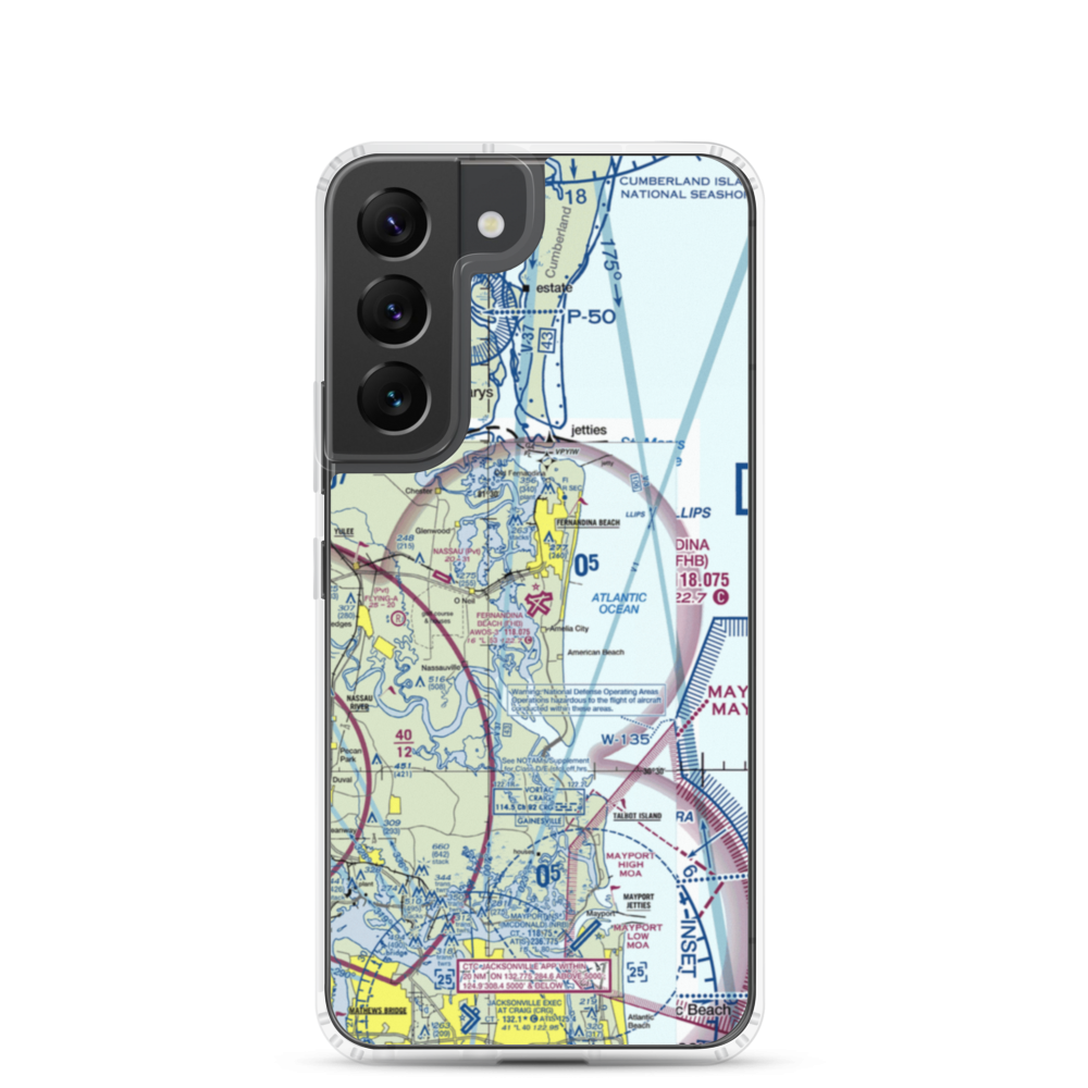 Fernandina Beach Muni Airport (FHB) VFR Sectional Samsung Case Samsung Galaxy S22 model shown