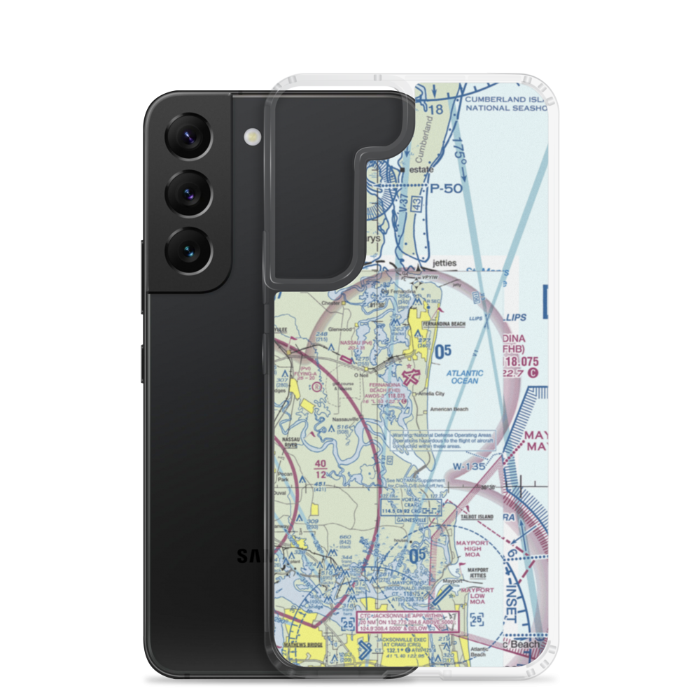Fernandina Beach Muni Airport (FHB) VFR Sectional Samsung Case Samsung Galaxy S22 model shown