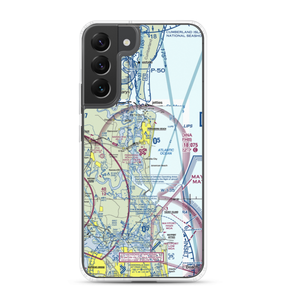 Fernandina Beach Muni Airport (FHB) VFR Sectional Samsung Case Samsung Galaxy S22 Plus model shown