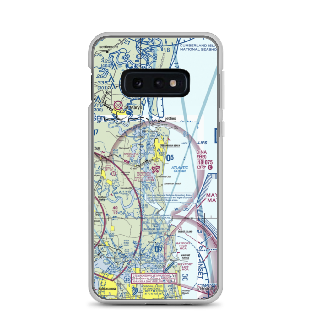 Fernandina Beach Muni Airport (FHB) VFR Sectional Samsung Case Samsung Galaxy S10e model shown
