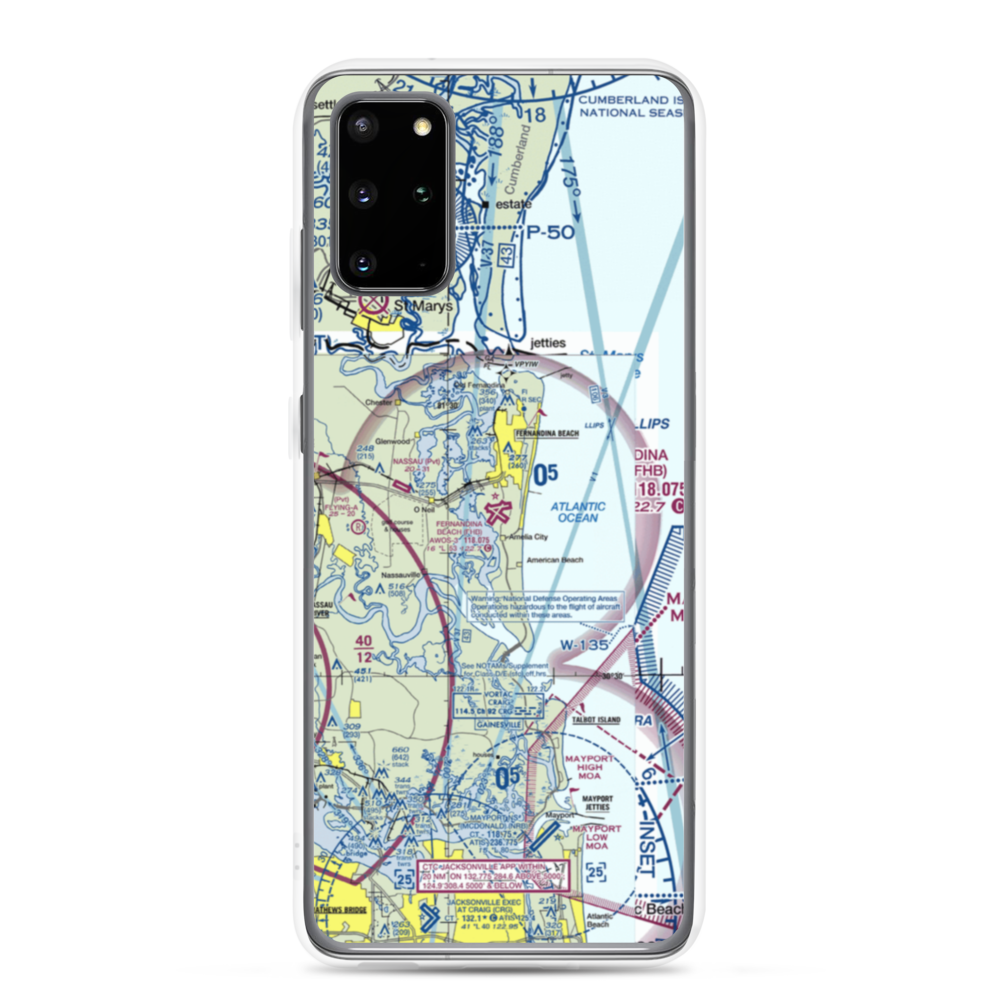 Fernandina Beach Municipal Airport (FHB) VFR Sectional Samsung Case Samsung Galaxy S20 Plus model shown