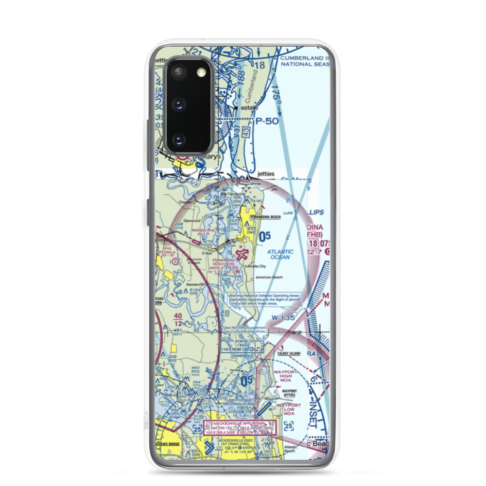 Fernandina Beach Municipal Airport (FHB) VFR Sectional Samsung Case Samsung Galaxy S20 model shown