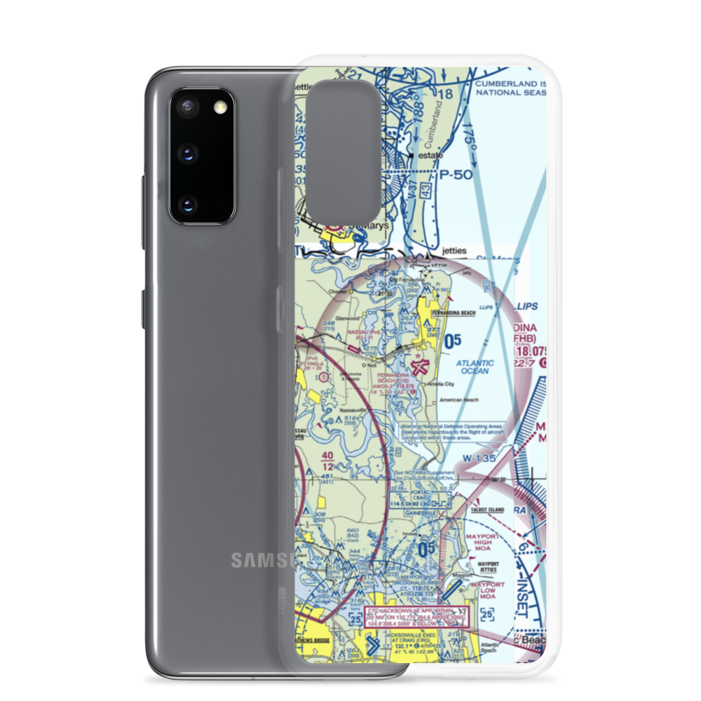 Fernandina Beach Municipal Airport (FHB) VFR Sectional Samsung Case Samsung Galaxy S20 model shown