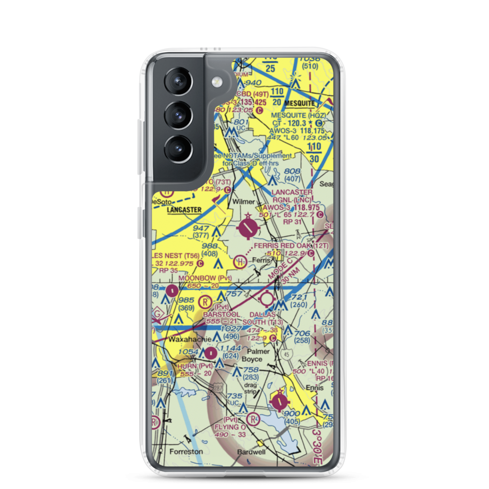 Ferris Red Oak Municipal Heliport (12T) VFR Sectional Samsung Case Samsung Galaxy S21 model shown