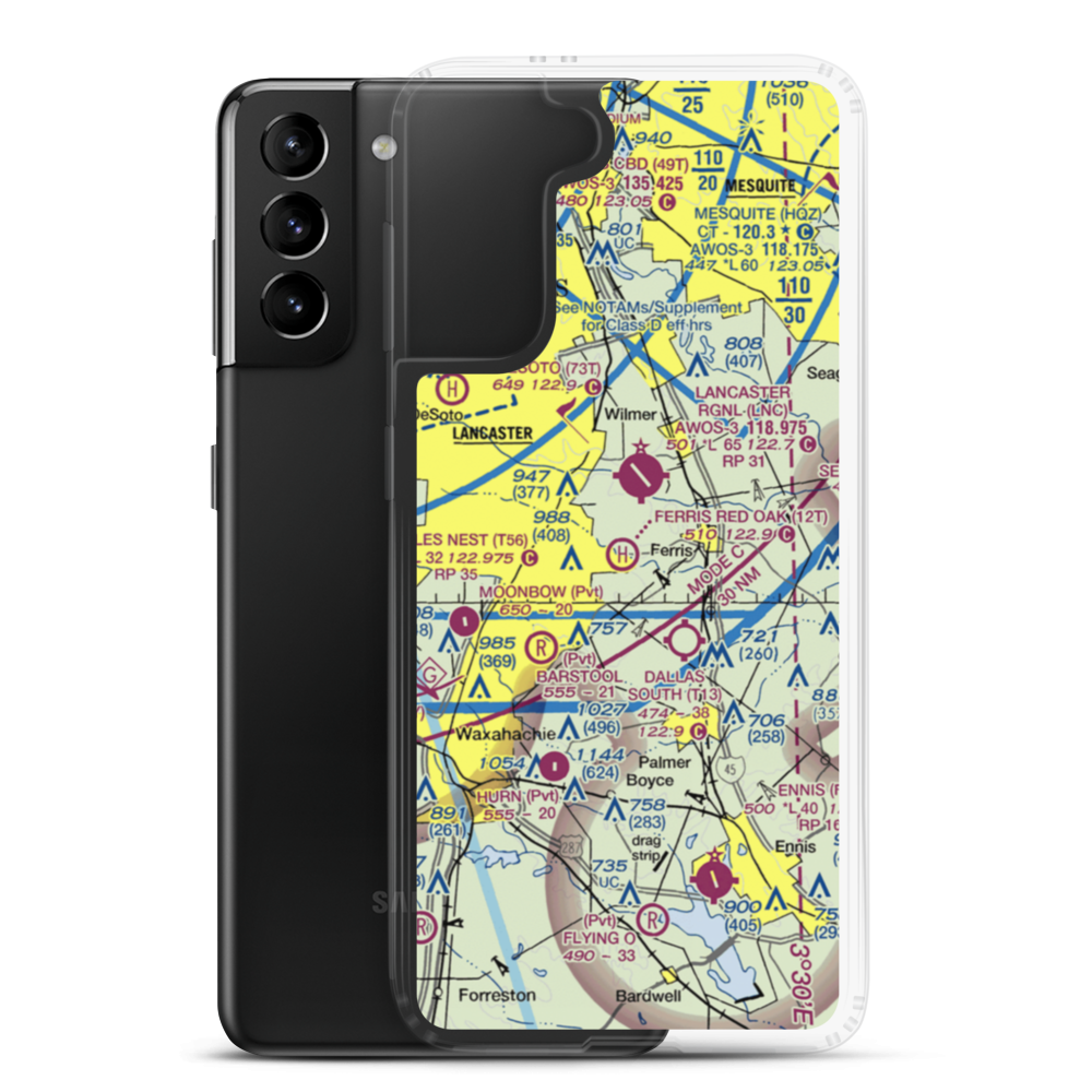 Ferris Red Oak Municipal Heliport (12T) VFR Sectional Samsung Case Samsung Galaxy S21 Plus model shown