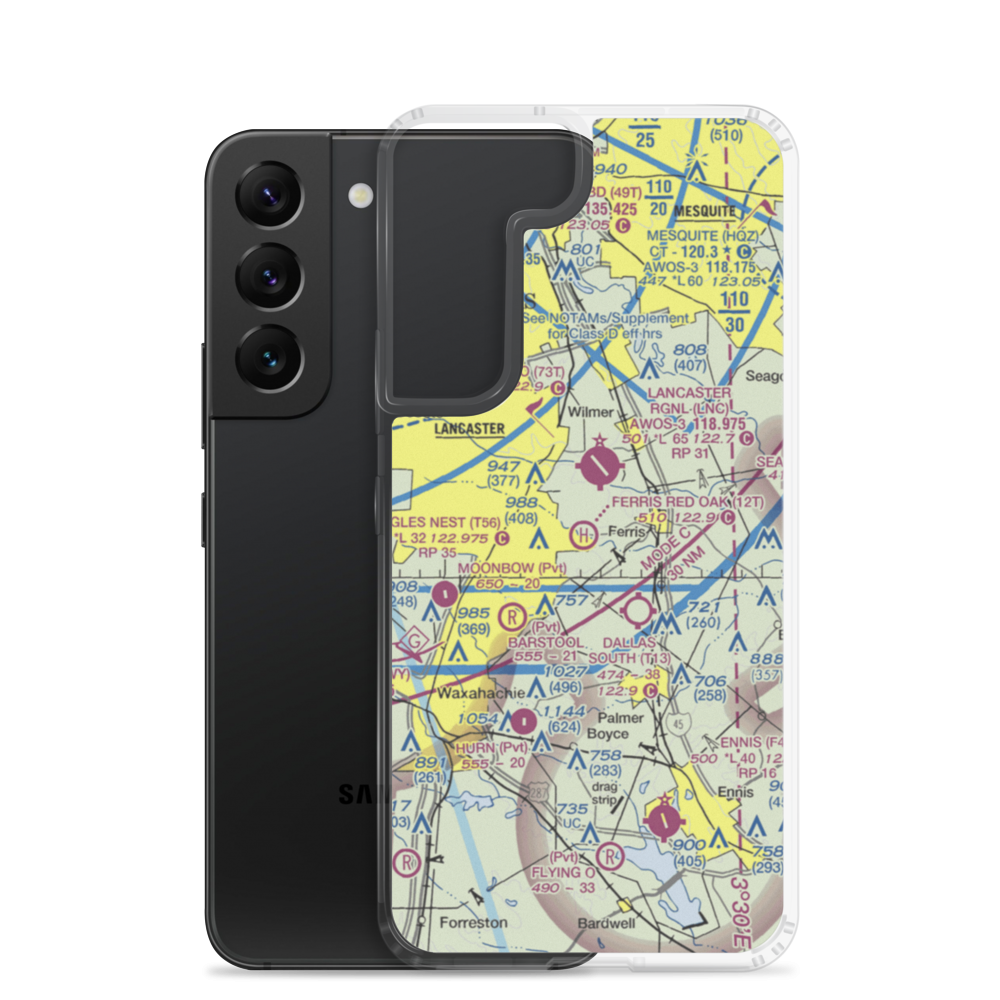 Ferris Red Oak Municipal Heliport (12T) VFR Sectional Samsung Case Samsung Galaxy S22 model shown