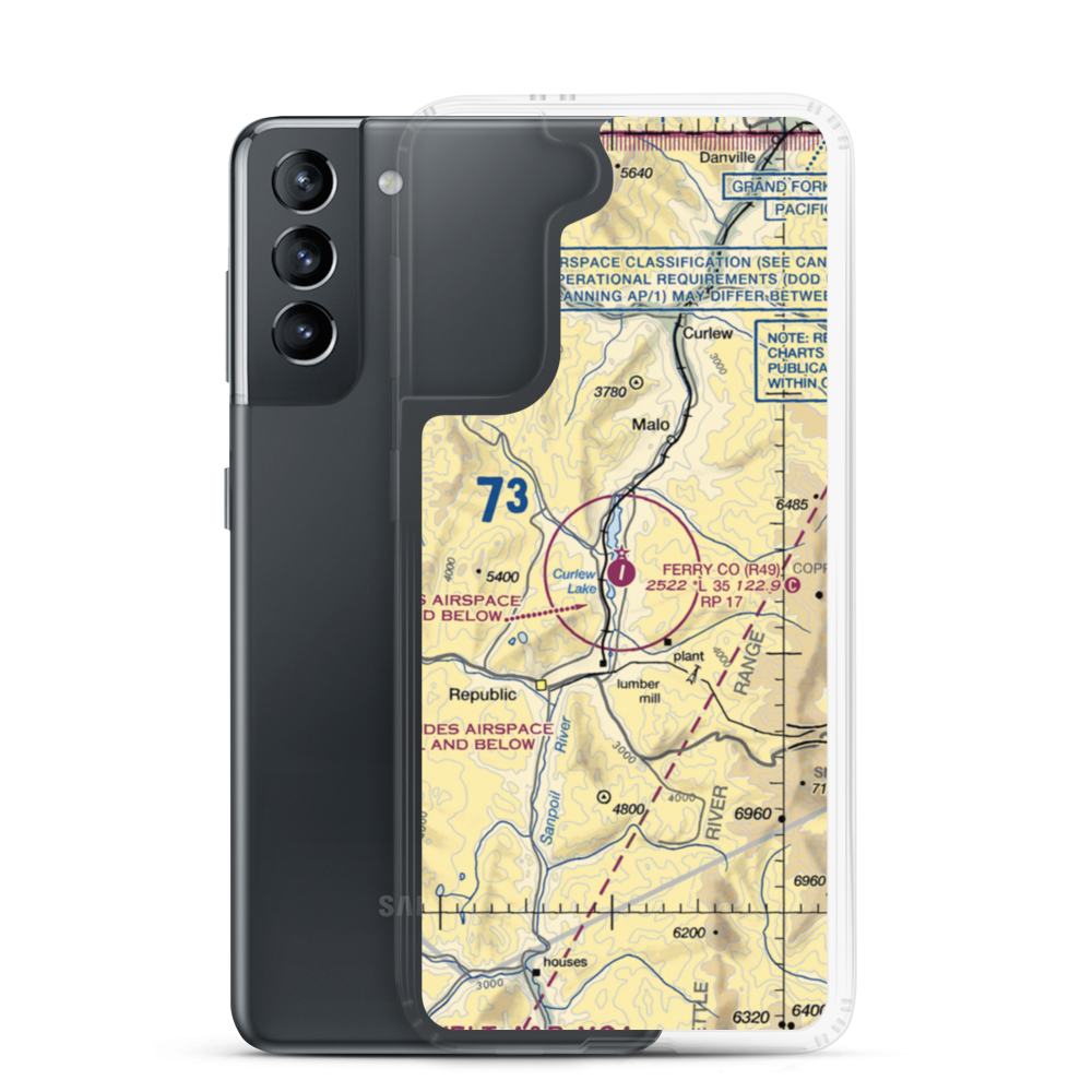 Ferry County Airport (R49) VFR Sectional Samsung Case Samsung Galaxy S21 model shown