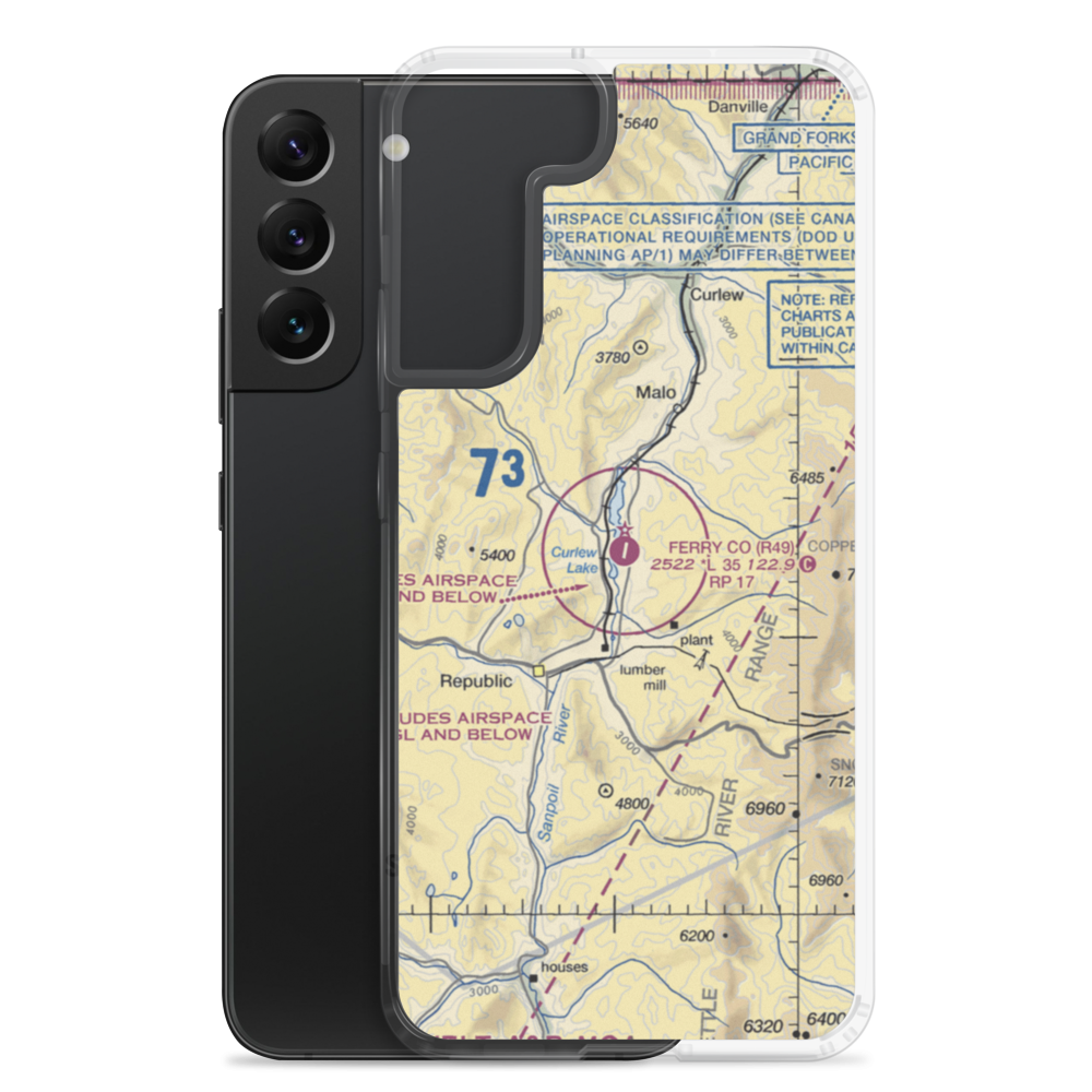 Ferry County Airport (R49) VFR Sectional Samsung Case Samsung Galaxy S22 Plus model shown