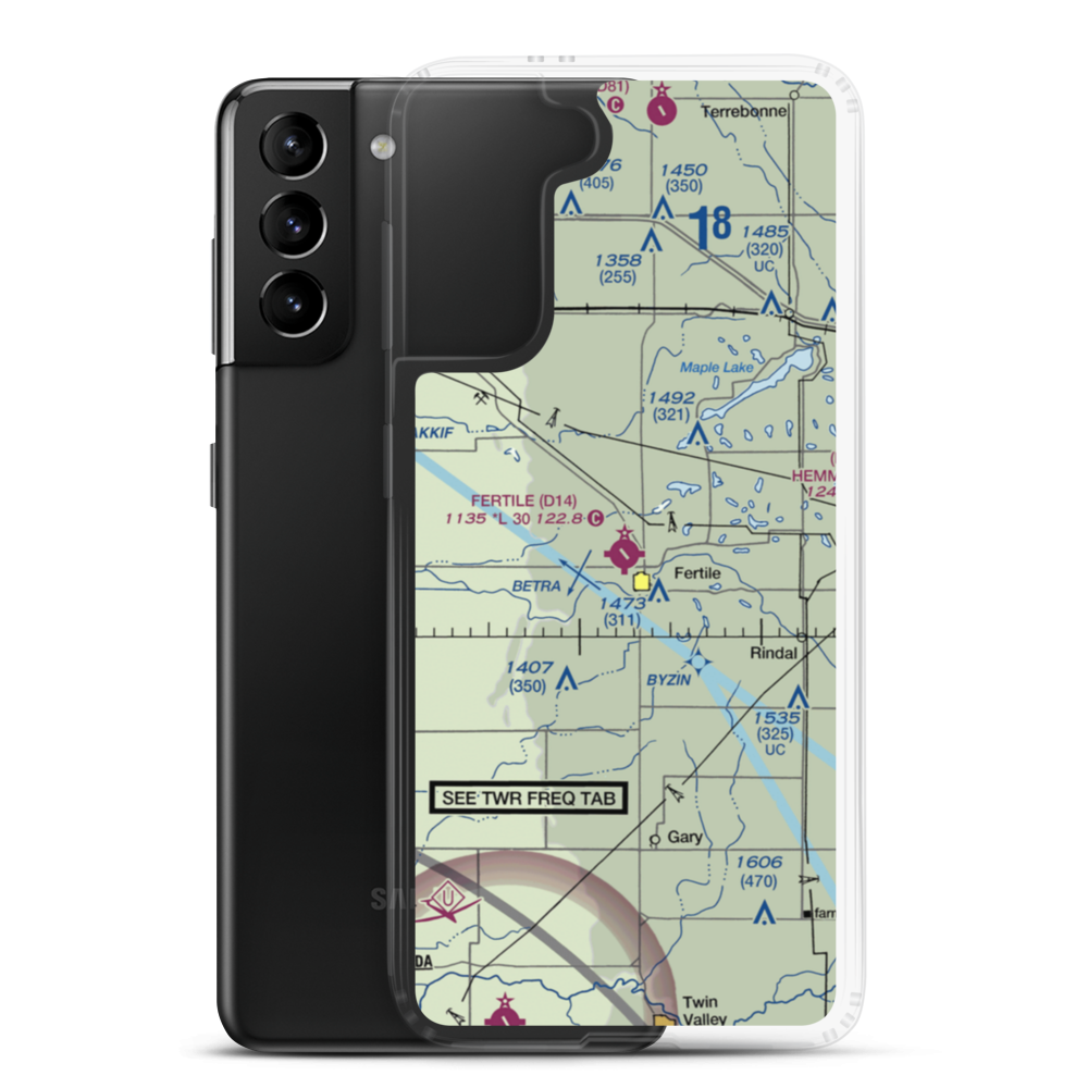 Fertile Municipal Airport (D14) VFR Sectional Samsung Case Samsung Galaxy S21 Plus model shown