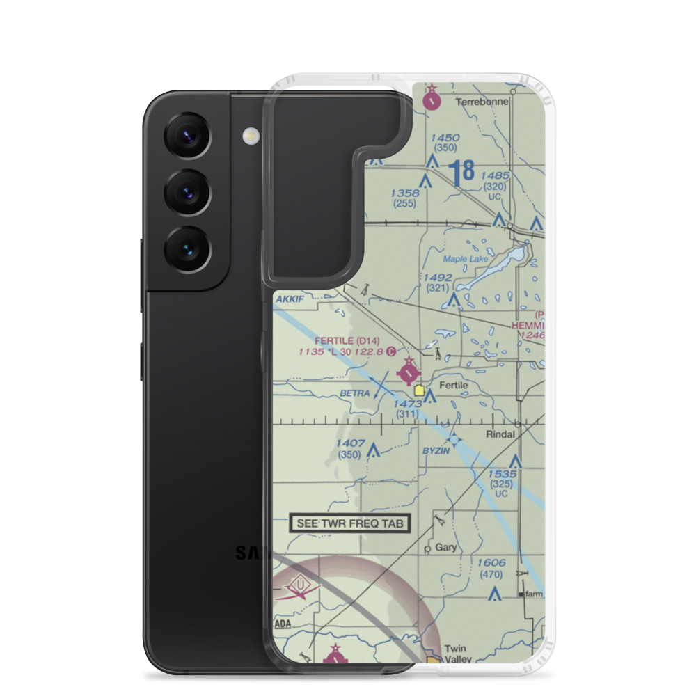 Fertile Municipal Airport (D14) VFR Sectional Samsung Case Samsung Galaxy S22 model shown