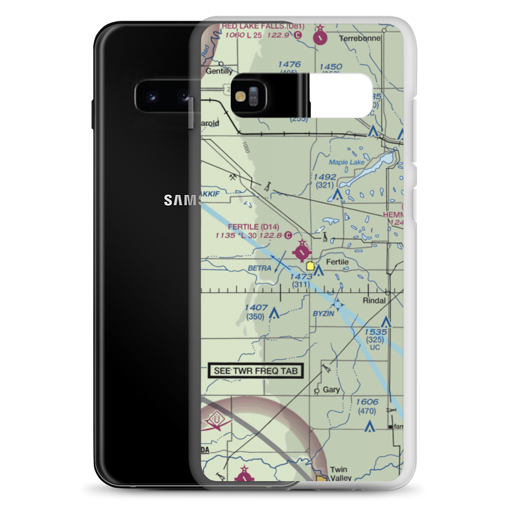 Fertile Municipal Airport (D14) VFR Sectional Samsung Case Samsung Galaxy S10+ model shown
