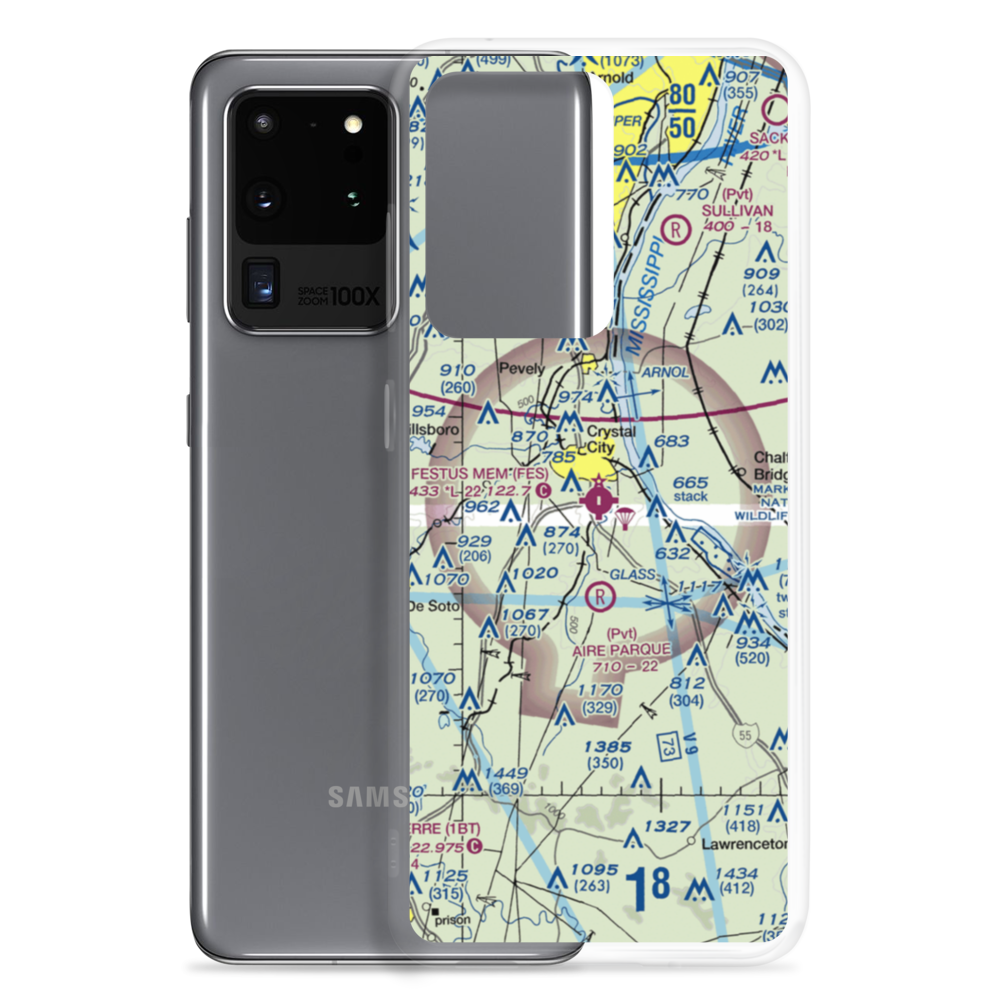 Festus Memorial Airport (FES) VFR Sectional Samsung Case Samsung Galaxy S20 Ultra model shown