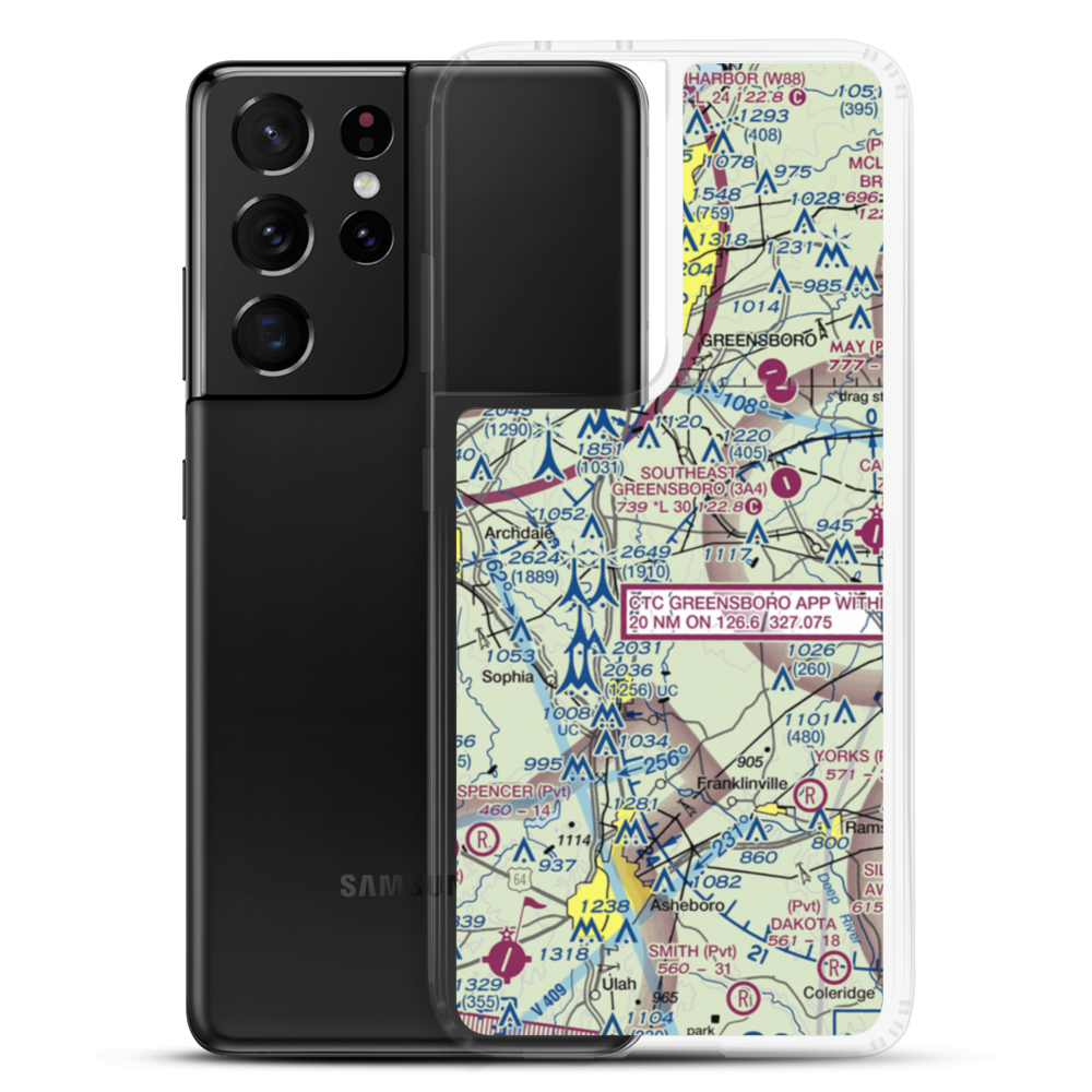 Fields Airport (64NC) VFR Sectional Samsung Case Samsung Galaxy S21 Ultra model shown