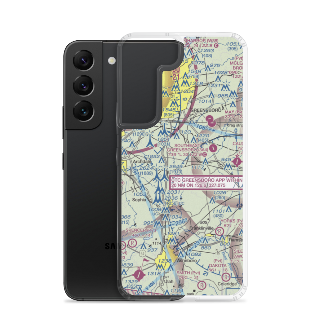 Fields Airport (64NC) VFR Sectional Samsung Case Samsung Galaxy S22 model shown