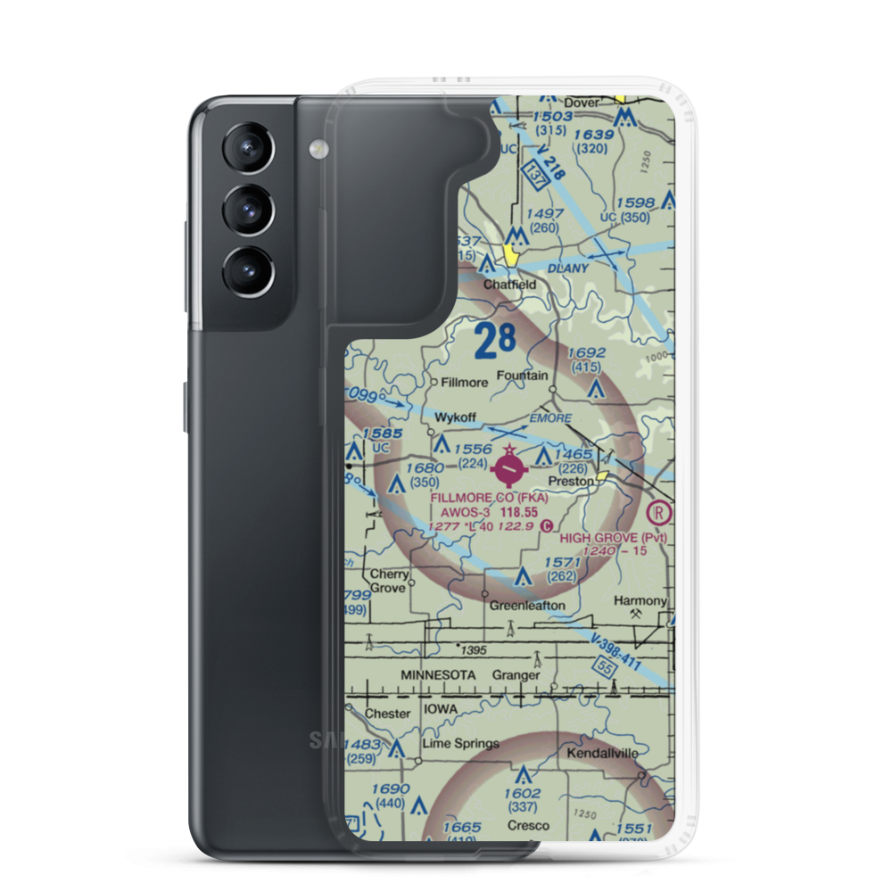Fillmore County Airport (FKA) VFR Sectional Samsung Case Samsung Galaxy S21 model shown