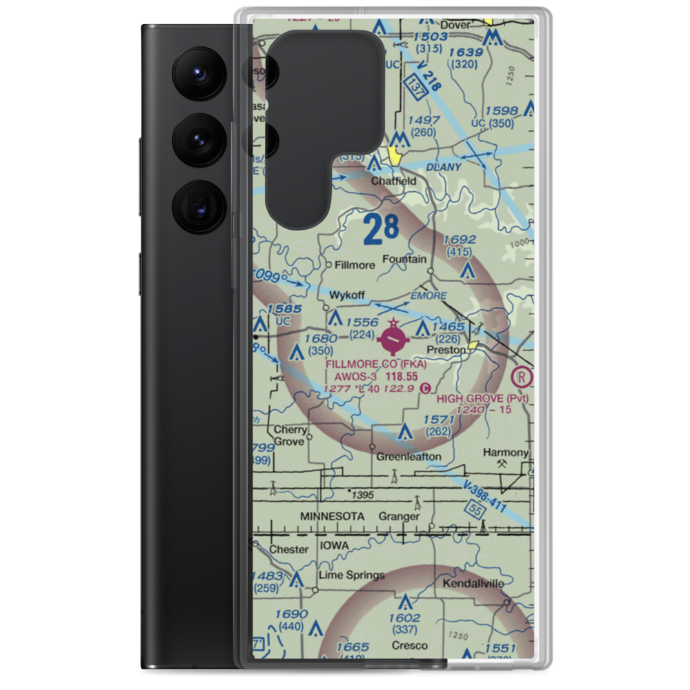 Fillmore County Airport (FKA) VFR Sectional Samsung Case Samsung Galaxy S22 Ultra model shown