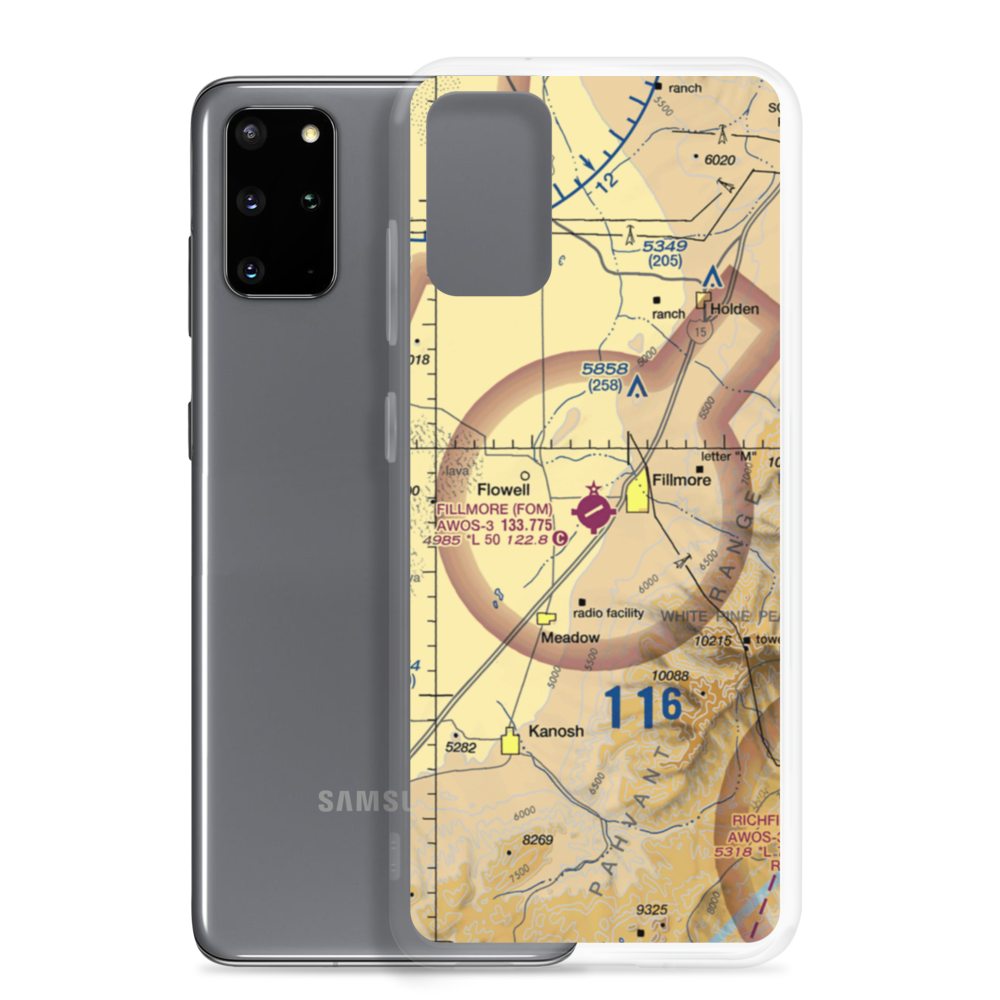 Fillmore Municipal Airport (FOM) VFR Sectional Samsung Case Samsung Galaxy S20 Plus model shown