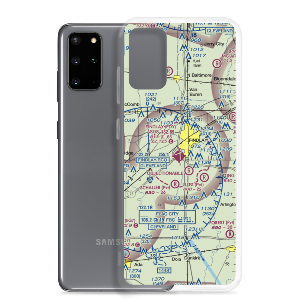Findlay Airport (FDY) VFR Sectional Samsung Case Samsung Galaxy S20 Plus model shown