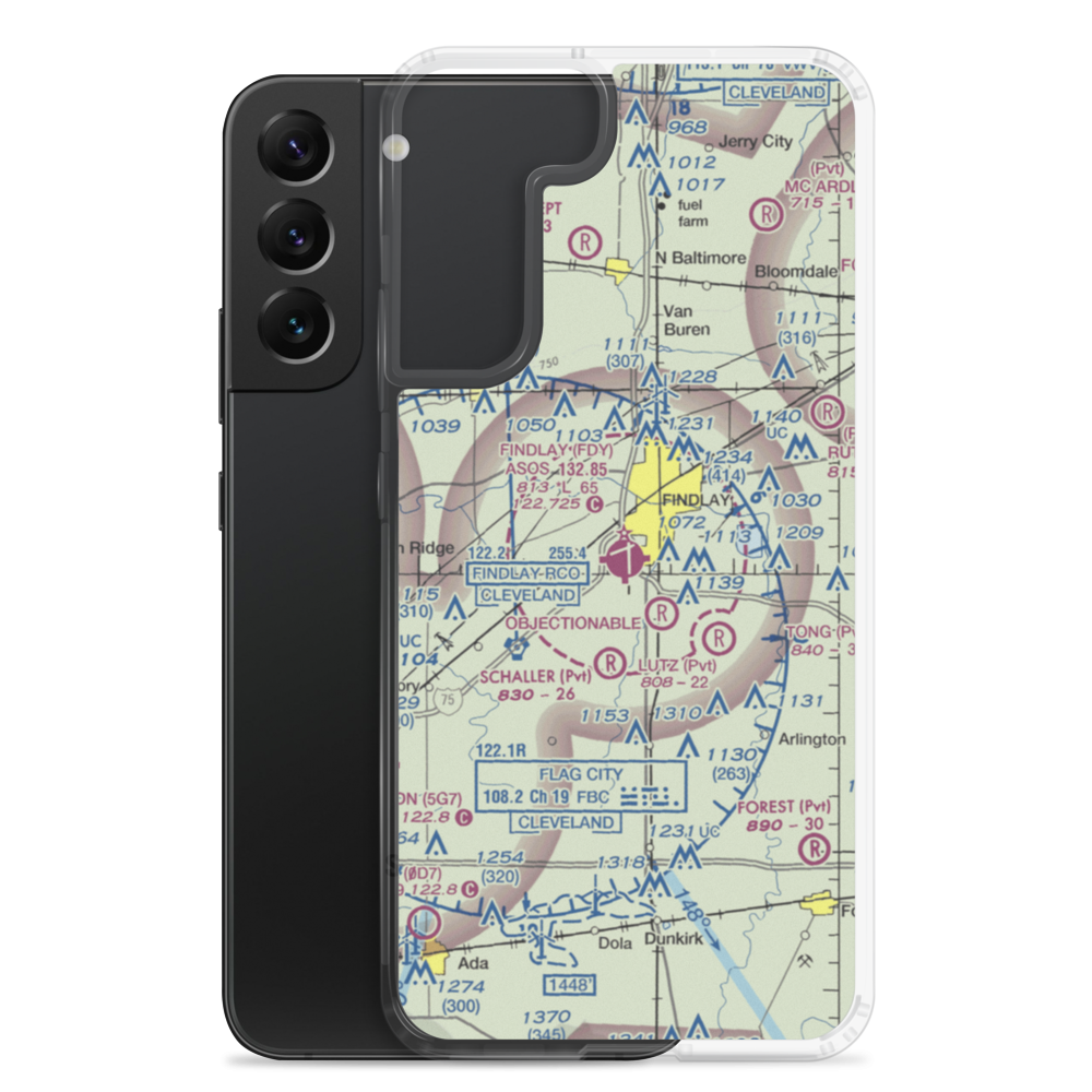 Findlay Airport (FDY) VFR Sectional Samsung Case Samsung Galaxy S22 Plus model shown