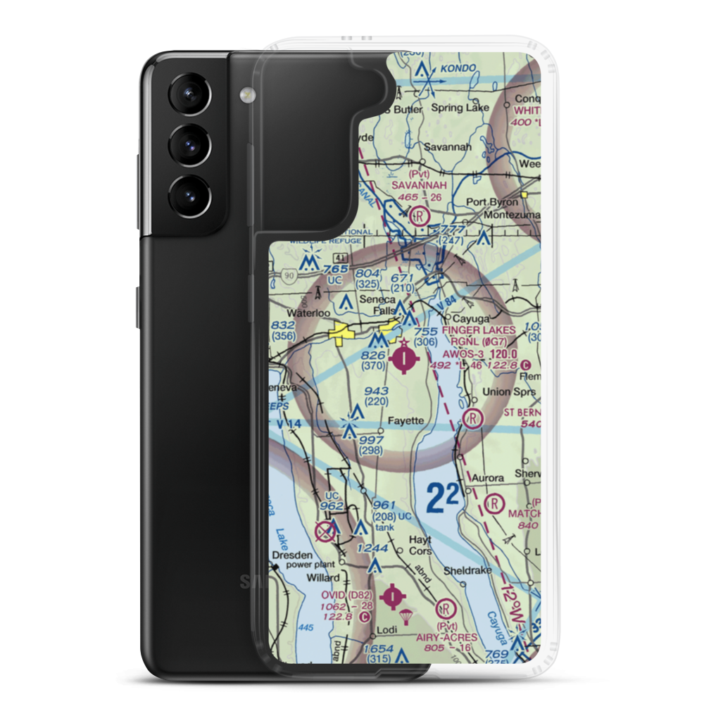 Finger Lakes Regional Airport (0G7) VFR Sectional Samsung Case Samsung Galaxy S21 Plus model shown