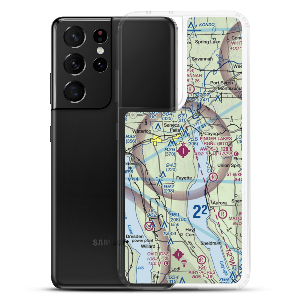 Finger Lakes Regional Airport (0G7) VFR Sectional Samsung Case Samsung Galaxy S21 Ultra model shown