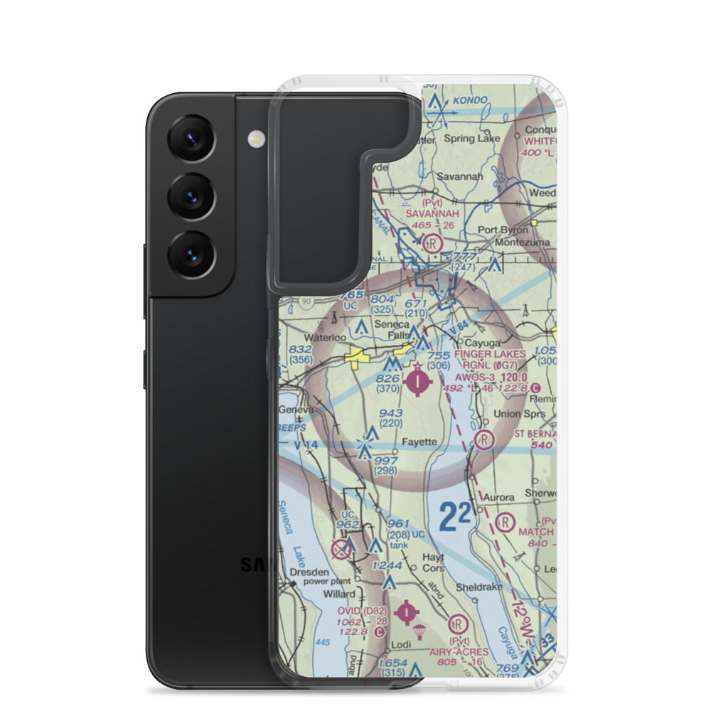 Finger Lakes Regional Airport (0G7) VFR Sectional Samsung Case Samsung Galaxy S22 model shown